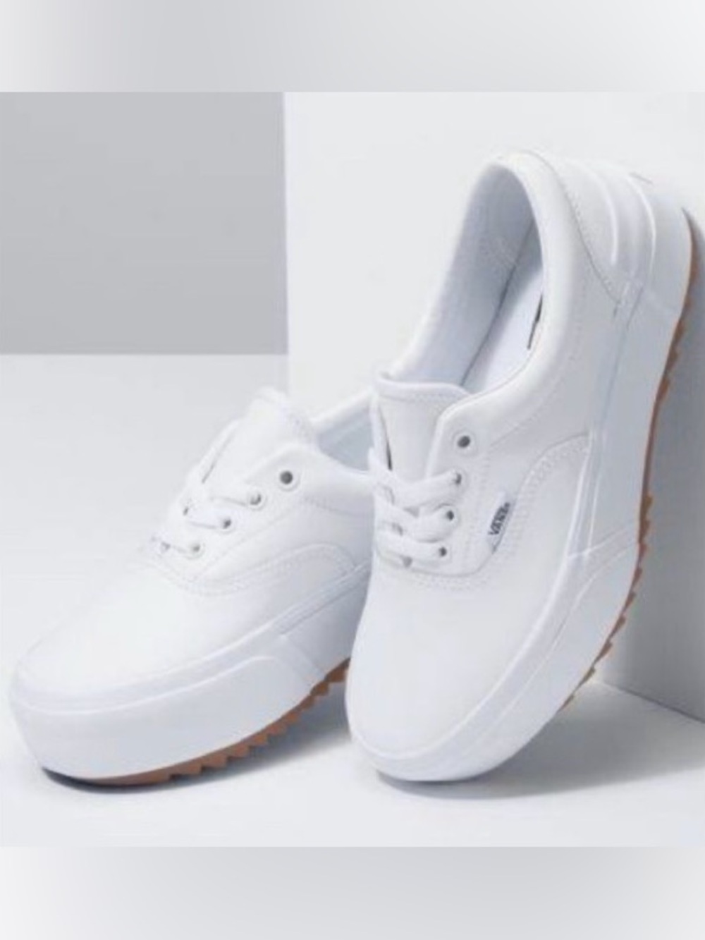 Vans Era Stacked White Leather Platform Sneakers